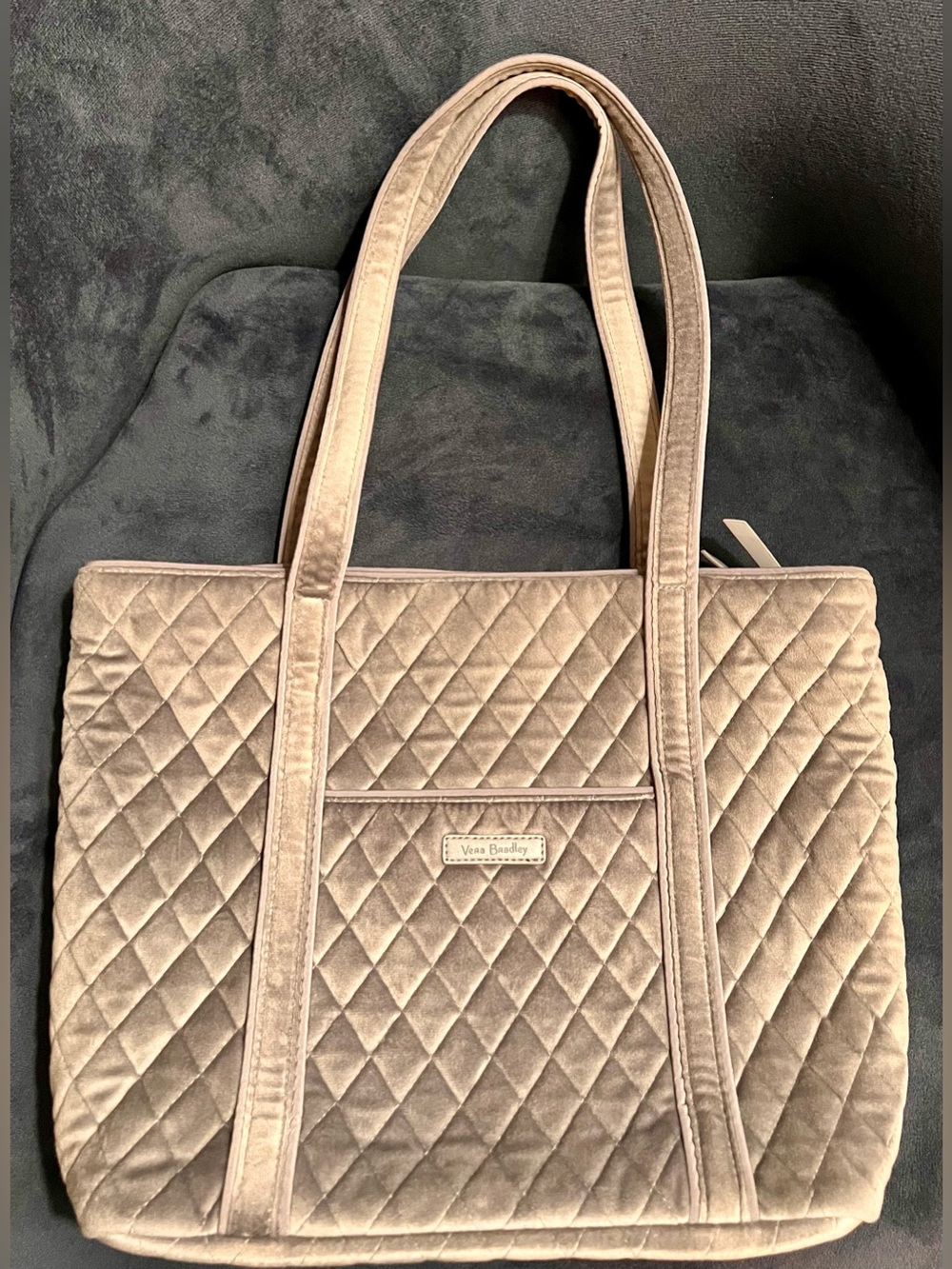 Vera Bradley Gray Quilted Velvet Handbag